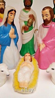 Vintage 11 Piece Empire Nativity Mini Blow Mold Christmas Set Jesus