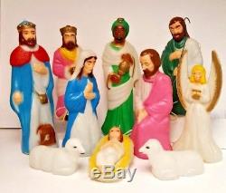 Vintage 11 Piece Empire Nativity Mini Blow Mold Christmas Set Jesus