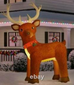 10.5 Ft COLOSSAL FUZZY STANDING REINDEER Airblown Yard Inflatable PLUSH FUR