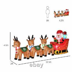 10.5 ft Long Light Up LED Santa Claus Sleigh Christmas Inflatable Decoration