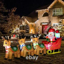 10.5 ft Long Light Up LED Santa Claus Sleigh Christmas Inflatable Decoration