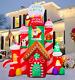 10' Christmas Inflatable Lighted Castle Candy With Santa, Reindeer, & Penguin