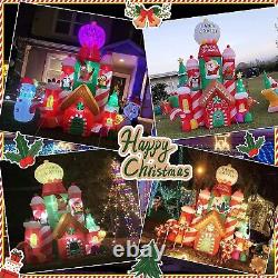 10' Christmas Inflatable Lighted Castle Candy with Santa, Reindeer, & Penguin