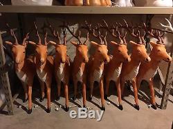 10 Deer Set Reindeer Team Santa's Best Sleigh Christmas Blowmold