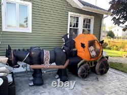 10 Ft Gemmy Halloween Airblown Inflatable Skeleton Grim Reaper Pumpkin Carriage