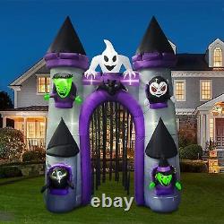 10 Ft Halloween Inflatables Castle Archway with Ghost Green Weirdo Witch Vampire