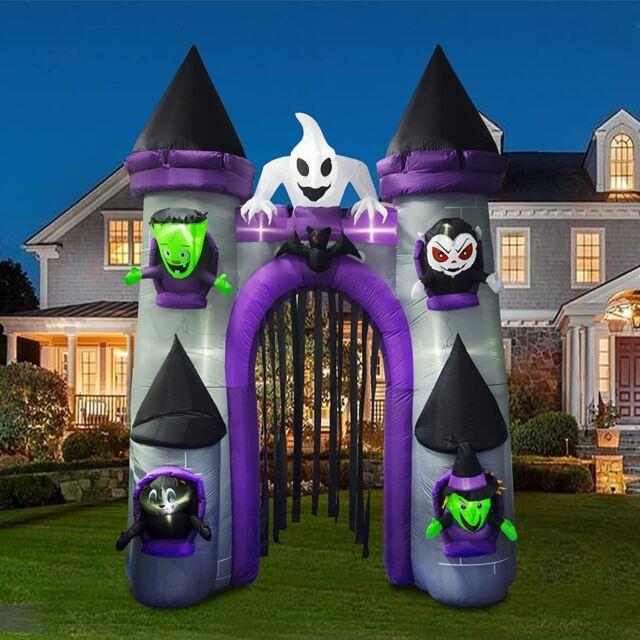 10 Ft Halloween Inflatables Castle Archway With Ghost Green Weirdo Witch Vampire
