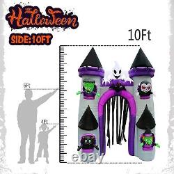 10 Ft Halloween Inflatables Castle Archway with Ghost Green Weirdo Witch Vampire