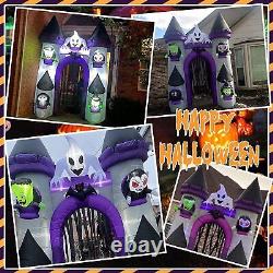 10 Ft Halloween Inflatables Castle Archway with Ghost Green Weirdo Witch Vampire