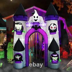 10 Ft Halloween Inflatables Castle Archway with Ghost Green Weirdo Witch Vampire