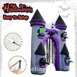 10 Ft Halloween Inflatables Castle Archway with Ghost Green Weirdo Witch Vampire