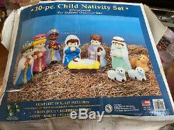 10 Piece Child Nativity Set General Foam Co USA Illuminated Blow Mold Mint