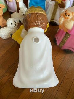 10 Piece Child Nativity Set General Foam Co USA Illuminated Blow Mold Mint