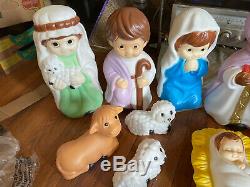 10 Piece Child Nativity Set General Foam Co USA Illuminated Blow Mold Mint