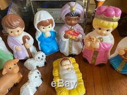 10 Piece Child Nativity Set General Foam Co USA Illuminated Blow Mold Mint