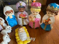 10 Piece Child Nativity Set General Foam Co USA Illuminated Blow Mold Mint