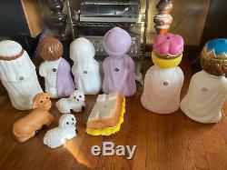 10 Piece Child Nativity Set General Foam Co USA Illuminated Blow Mold Mint