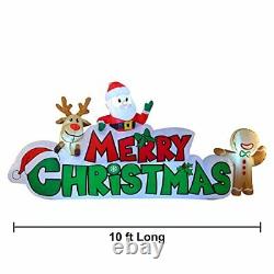 10FT Merry Christmas Inflatable Santa LED Lights Blow Up Outdoor Decorations