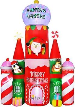 10Ft Christmas Inflatables Candy Castle, Blow up with LED Lights Indoor/Outdoor