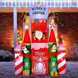 10Ft Christmas Inflatables Candy Castle, Blow up with LED Lights Indoor/Outdoor