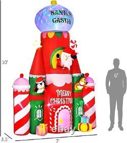 10Ft Christmas Inflatables Candy Castle, Blow up with LED Lights Indoor/Outdoor