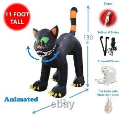 11 Foot Animated Halloween Air Blown Inflatable Yard Decoration Black Cat Decor