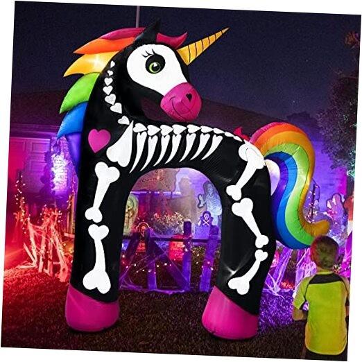 11 Ft Giant Halloween Inflatables Unicorn Arch 11ft Skeleton Unicorn Arch