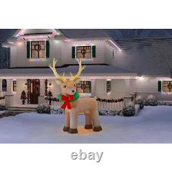 11 Ft. Giant-Sized LED Fuzzy Reindeer Christmas Airblown Inflatable