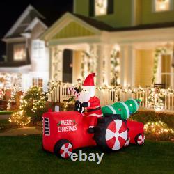 11 Ft. Lighted Inflatable Santa on Tractor Decor