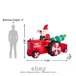 11 Ft. Lighted Inflatable Santa on Tractor Decor