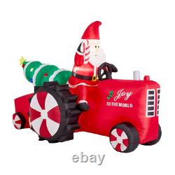 11 Ft. Lighted Inflatable Santa on Tractor Decor