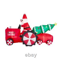 11 Ft. Lighted Inflatable Santa on Tractor Decor