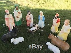 11 Piece Light Up Outdoor Blow Mold Nativity Set Manger Scene