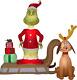 111796 Pre-lit Grinch And Max On Sled Scene Inflatable, Green/red/multicolor