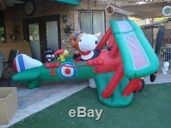 12' Animated SNOOPY WOODSTOCK inflatabe Airplane Airblown Red Baron Yard Decor
