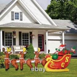 12 FT Length Christmas Inflatable Santa Sit on Sleigh with 3 Reindeer Pulling