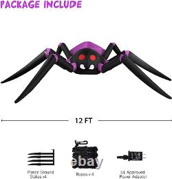 12 FT Long Halloween Inflatables Giant Purple Spider Inflatable Outdoor Hallowee