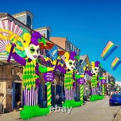 12 FT Mardi Gras Inflatable Decoration, Large Jester Inflatables with Mask Holdi