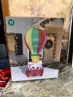 12 FT Merry Christmas Lighted Snowman Family Hot Air Balloon Airblown Inflatable