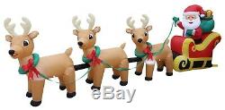 12 Foot Christmas Inflatable Santa Claus Reindeer Sleigh Outdoor Yard Decoration