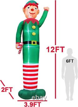 12 Foot Giant Christmas Inflatable Elf, Christmas Decoration Outdoor Blow up Elf