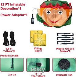 12 Foot Giant Christmas Inflatable Elf, Christmas Decoration Outdoor Blow up Elf