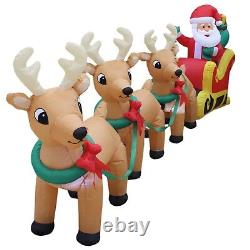 12 Foot Long Christmas Inflatable Santa Claus Reindeer Sleigh Yard Decoration