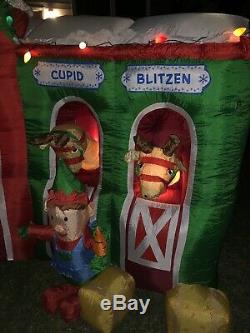 12 Foot Long Gemmy Reindeer Stable Christmas Santa Inflatable