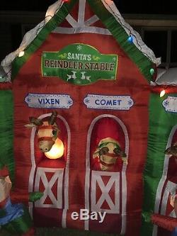 12 Foot Long Gemmy Reindeer Stable Christmas Santa Inflatable
