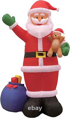 12 Foot Tall Huge Christmas Inflatable Santa Claus with Gift Bag and Bear Lights