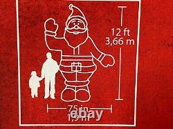 12 Ft Lighted Christmas Holiday Airblown Inflatable Giant Standing Waving Santa