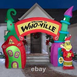 12' GIANT GRINCH WELCOME TO WHOVILLE ARCHWAY Airblown Christmas Inflatable 1A