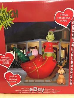 12 ft Gemmy Lighted Grinch Christmas Inflatable Airblown Yard Lawn Outdoor Decor