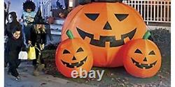 12FT HUGE Halloween Black Cat on 3 Pumpkins Lighted Airblown Inflatable Yard Dec